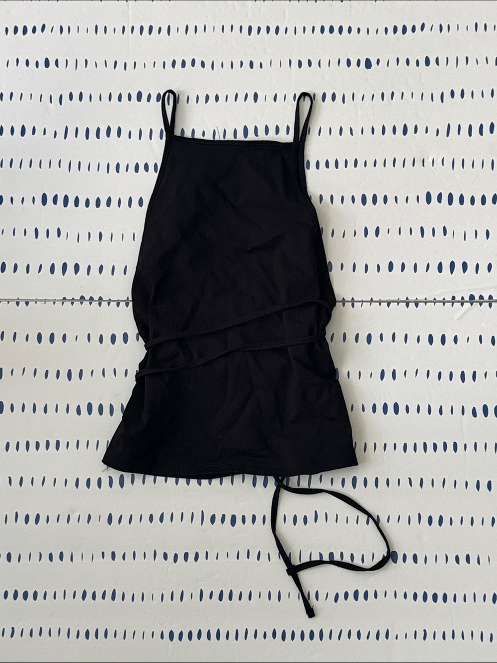 Zara Black Spaghetti Strap High Neck Camisole with Wrap Around Tie